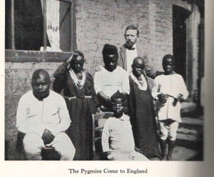 Hoffman (rear) and the Congo pygmies probably 1906
