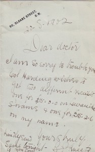 B P Kuaate's letter, London 20 August 1902